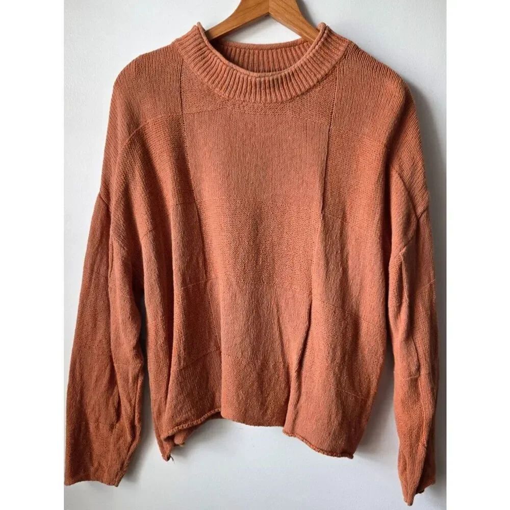 EUC FREE PEOPLE BEACH CREW NECK 100% COTTON SWEATER CORAL SIZE S